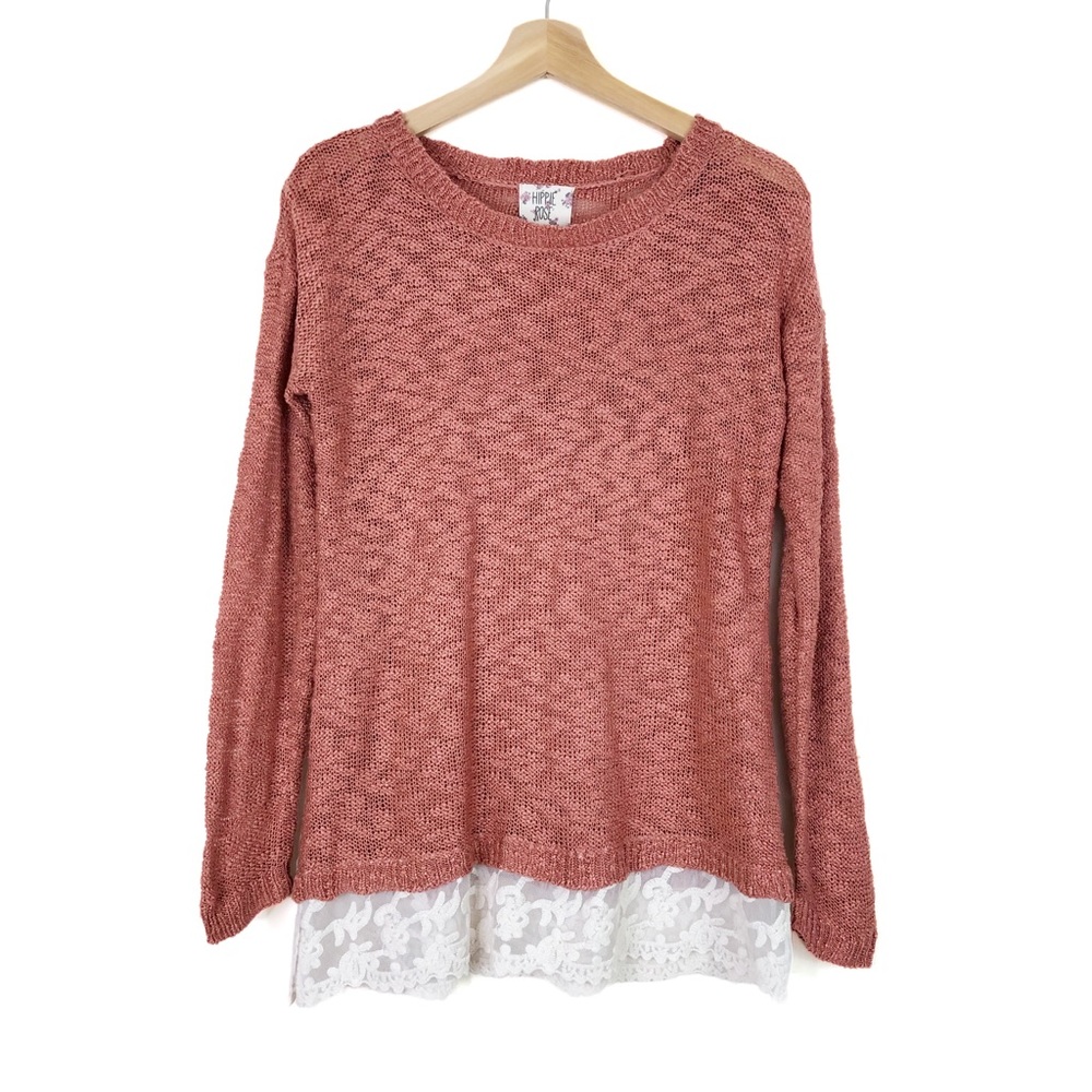 Hippie Rose Long Sleeve Dolman Crew Neck Sweater M